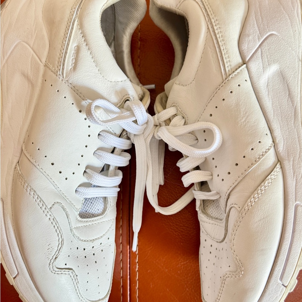 Geox White  Leather Sneakers Respira  size 10 - Picture 7 of 12